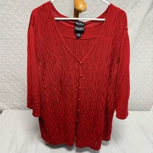 Maggie Barnes Red Women's Cardigan Sweater and Under Sweater, 2 piece